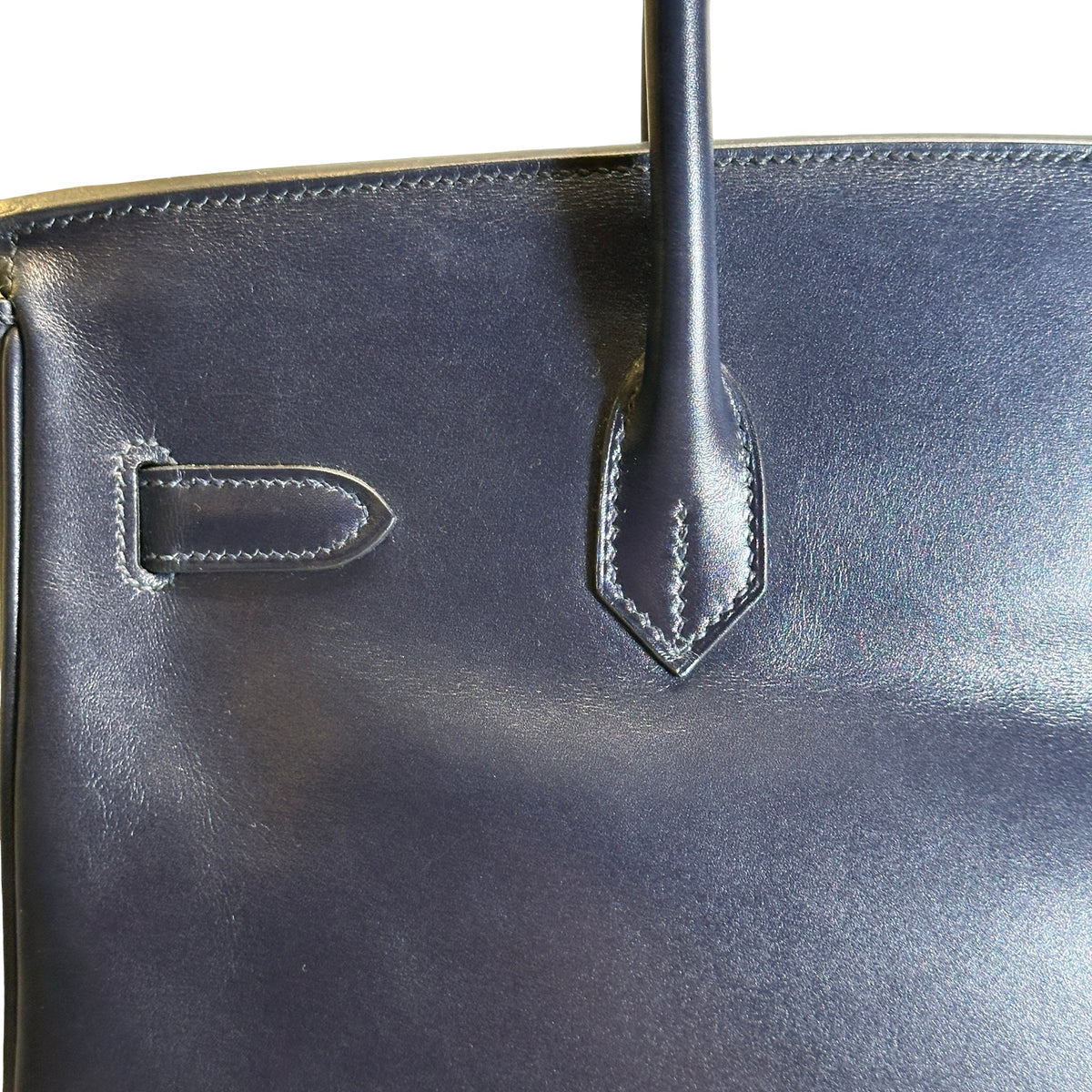 Used HERMES Leather Birkin Handbag Black Silver