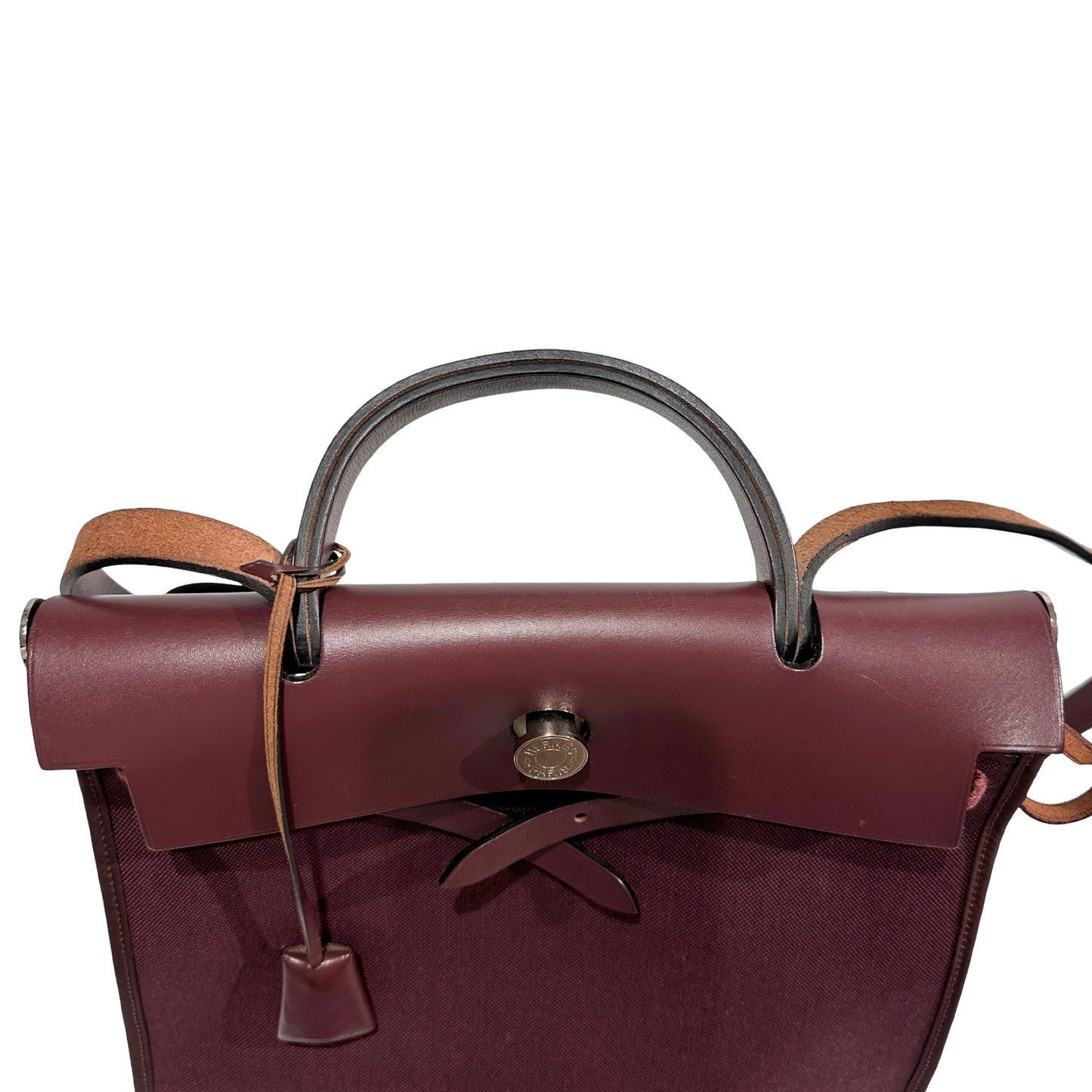 Used HERMÈS Canvas Herbag 31 Shoulder Bag Red PHW