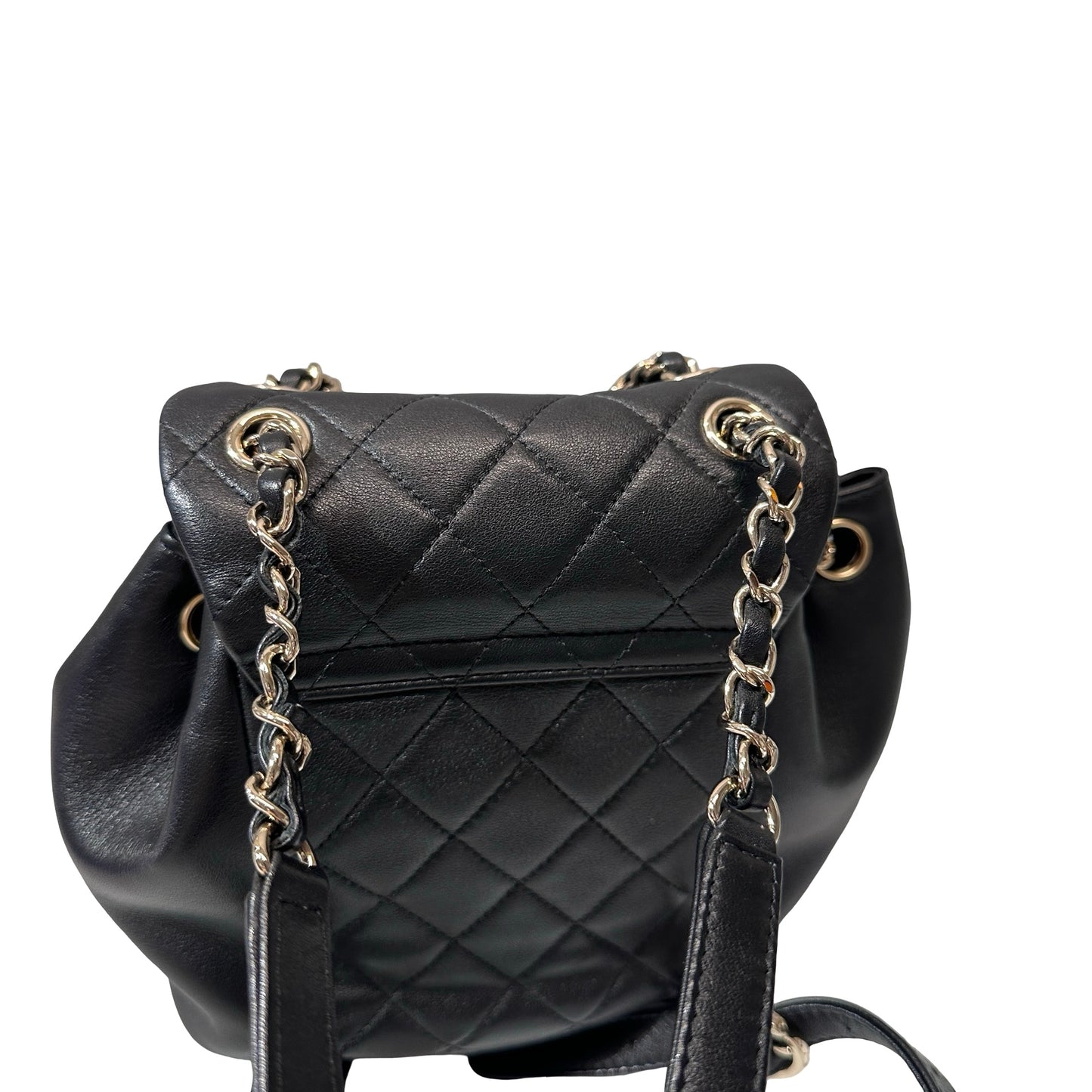 Used Chanel Calfskin Leather Small Duma Backpack Black GHW