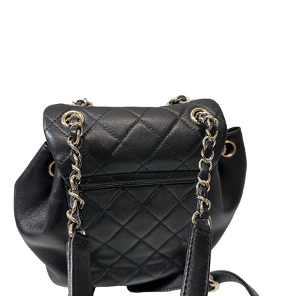 Used Chanel Calfskin Leather Small Duma Backpack Black GHW