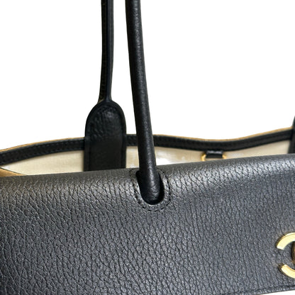 Brand New CHANEL Quilted Suede Caviar East West Flap Tote Tote Bag Black Brown