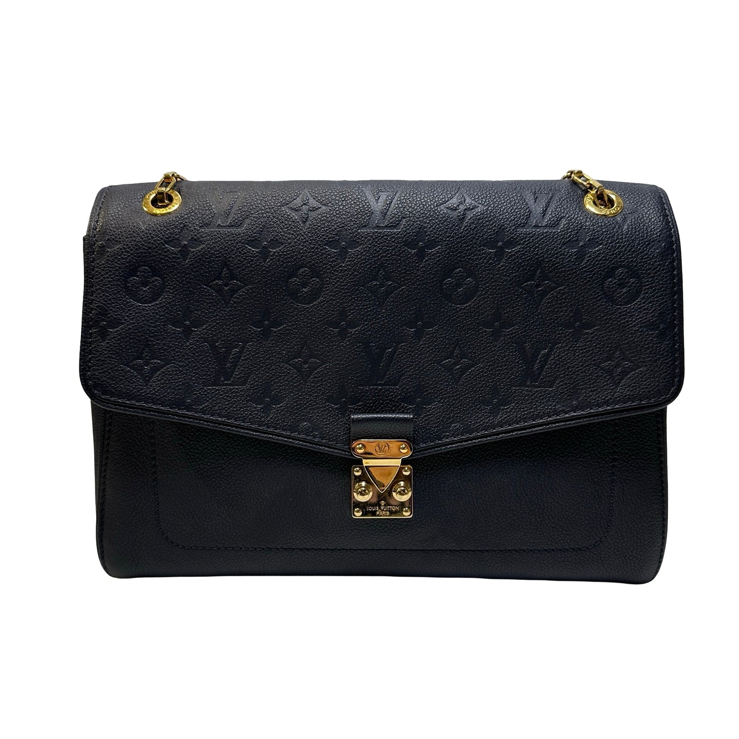 Used LOUIS VUITTON Monogram Empreinte Leather Pochette Metis Shoulder Bag Navy GHW