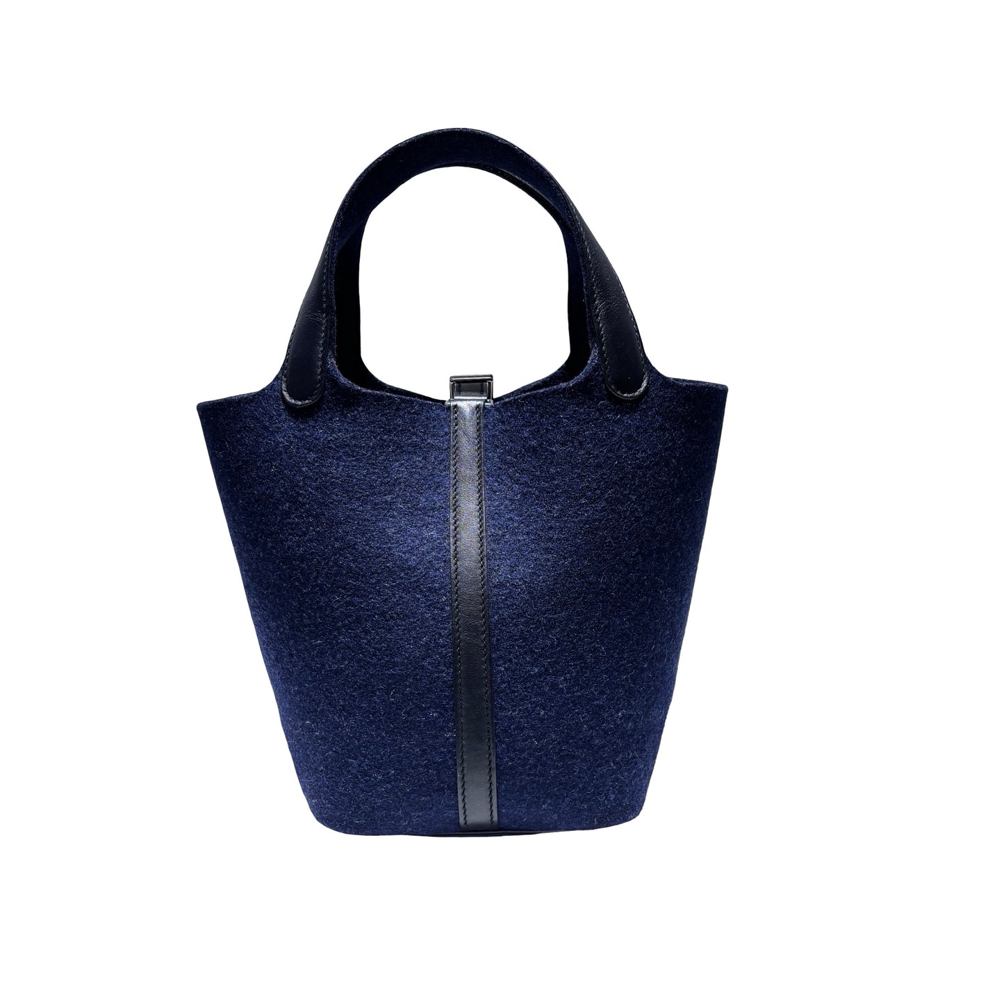 Used HERMÈS Wool Picotin 18 Handbag 2Z Bleu Nuit PHW