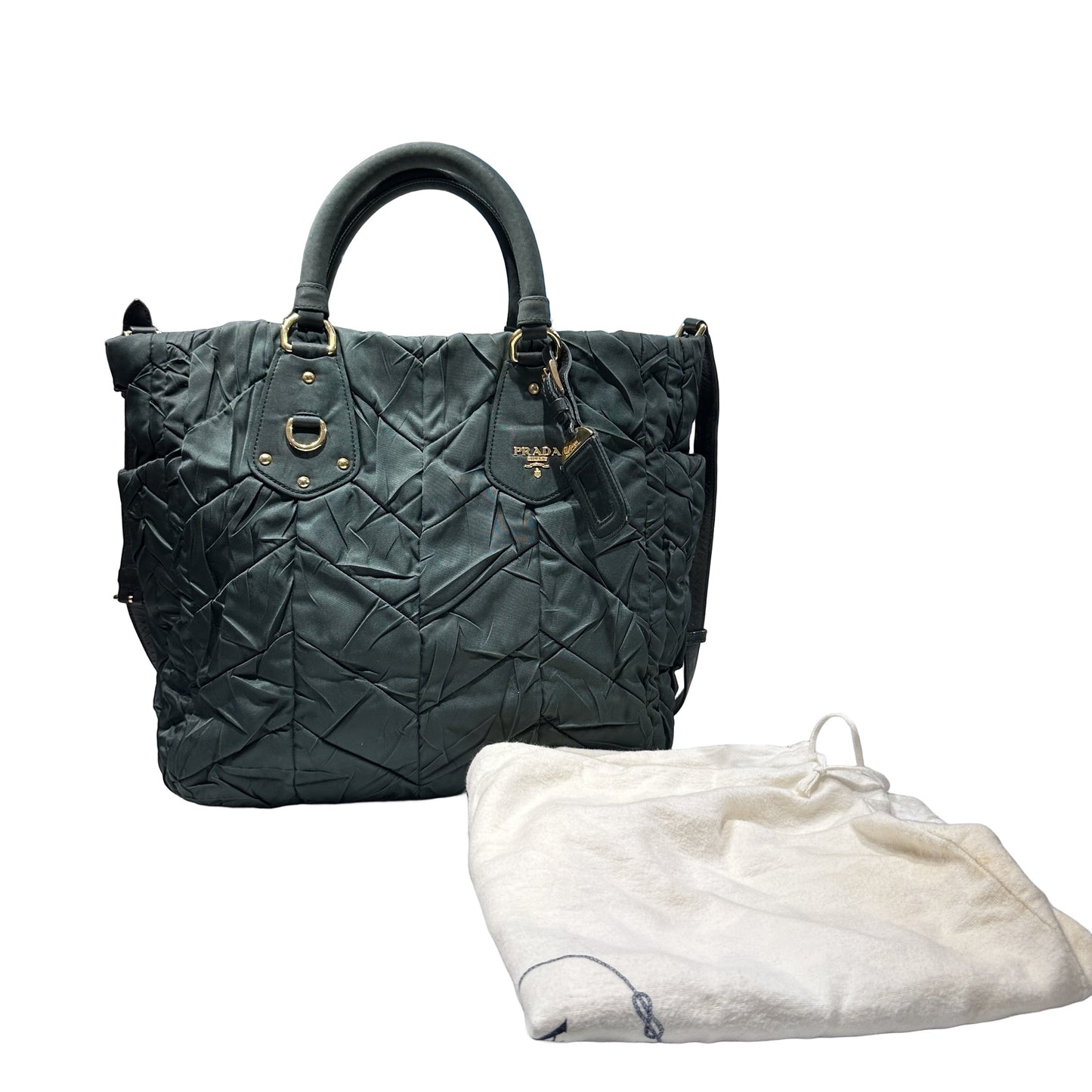 Used PRADA Handbag Green GHW