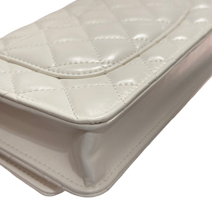 Used CHANEL Lambskin Leather 23P RAINBOW TOP HANDLE WOC Cross Body Bag White GHW