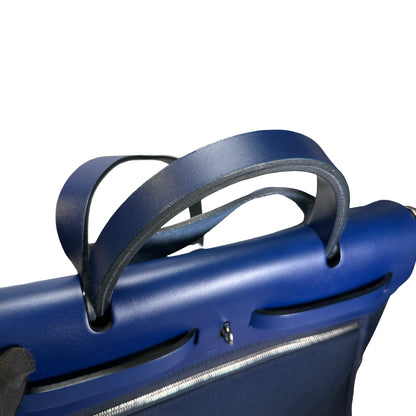 Used HERMES Canvas Leather Herbag 31 Handbag Navy PHW