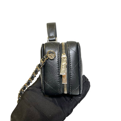 Used Chanel Caviar Leather Vanity Case Black PHW