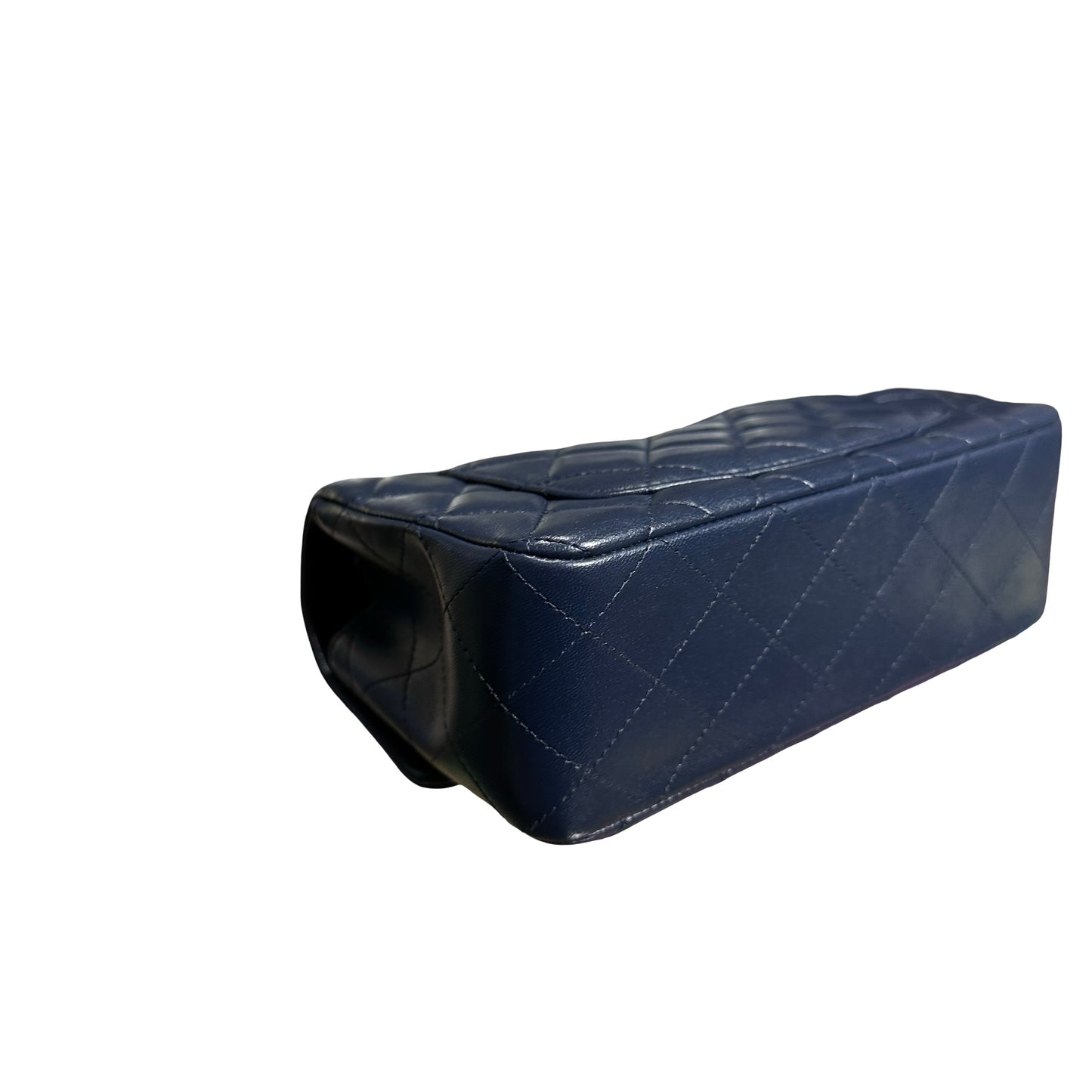 Used Chanel Lambskin Leather MINI FLAP 20 CM Shoulder Bag Navy GHW