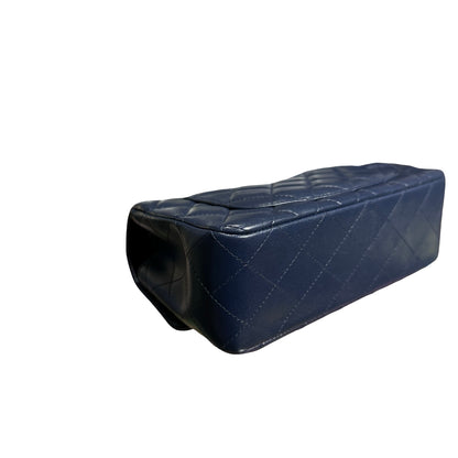 Used Chanel Lambskin Leather MINI FLAP 20 CM Shoulder Bag Navy GHW