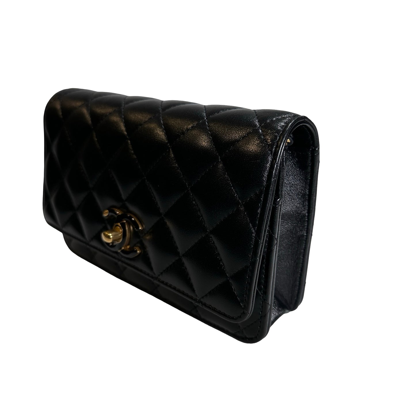 Used CHANEL Quilted Lambskin Wallet on chain Wallet on chain Black GHW