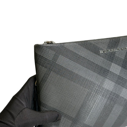 Used BURBERRY London Check Clutch Clutch Black Grey