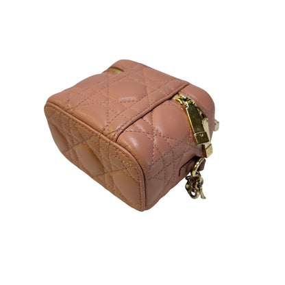 Used DIOR Cannage Cannage Vanity case Pink，GHW