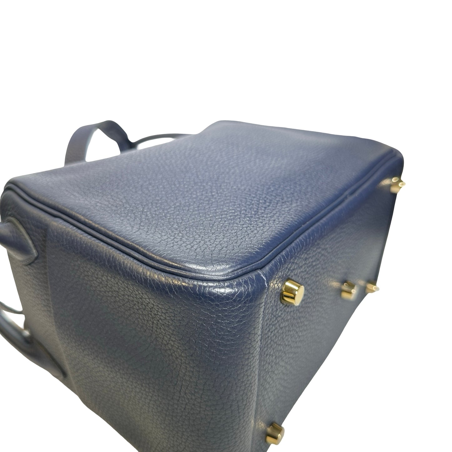 Used HERMES Clemence Lindy 26 Handbag Navy GHW