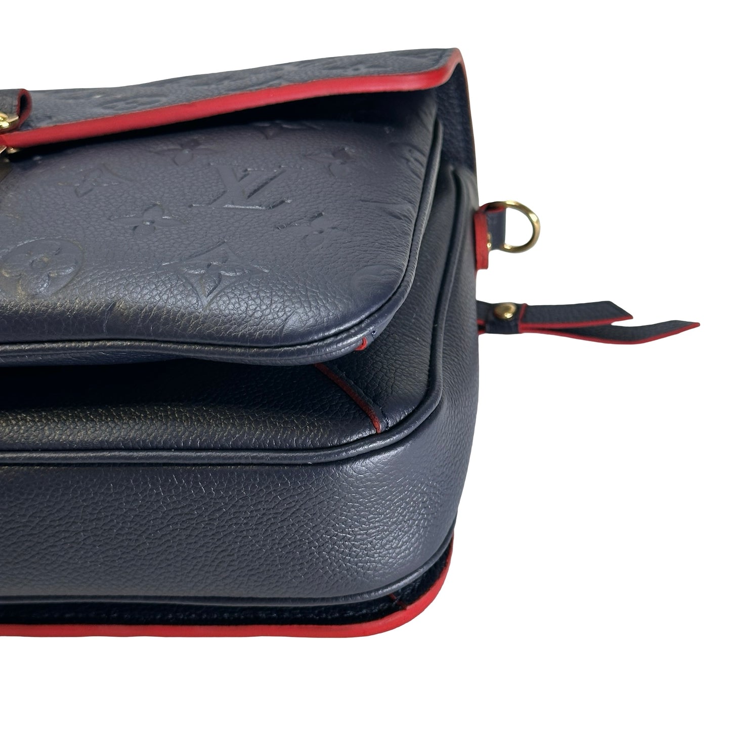 LOUIS VUITTON Monogram Empreinte Pochette Metis Crossbody Bag Navy Blue Red GHW