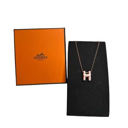 Used HERMES Gold plating Pop H Necklance Pink GHW