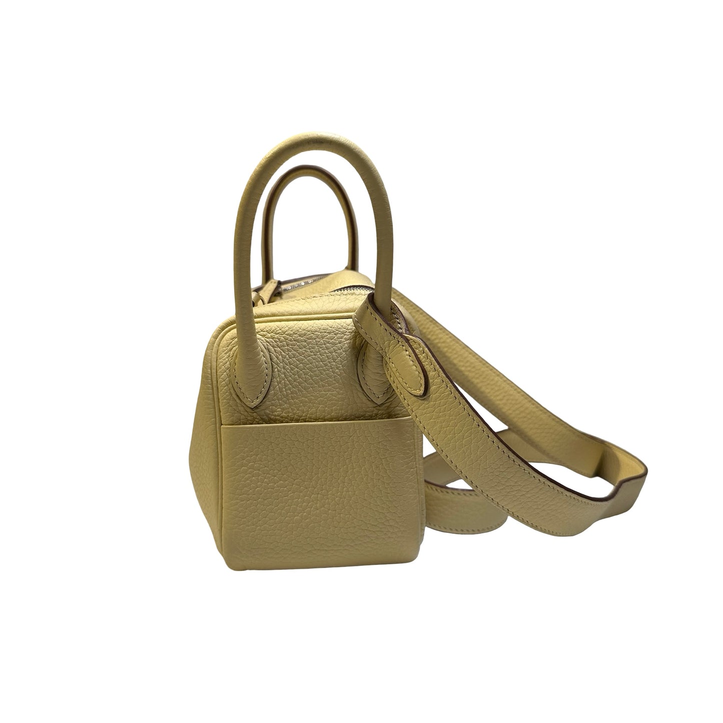 Used HERMÈS Leather Mini Lindy Shoulder Bag YELLOW PHW