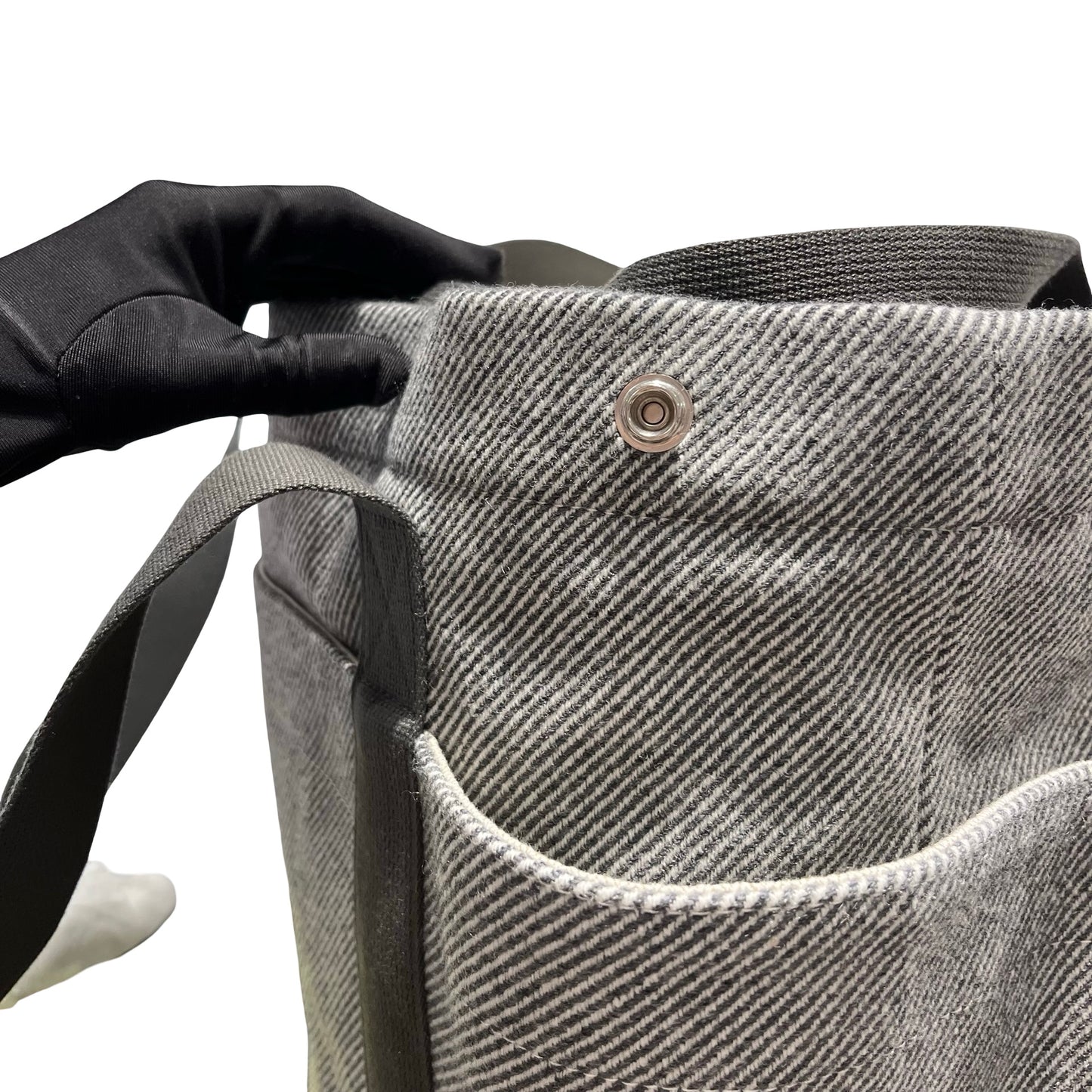 Used HERMES Canvas Animaux Nattes Nappy Bag Tote Bag Grey