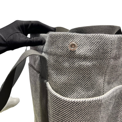 Used HERMES Canvas Animaux Nattes Nappy Bag Tote Bag Grey