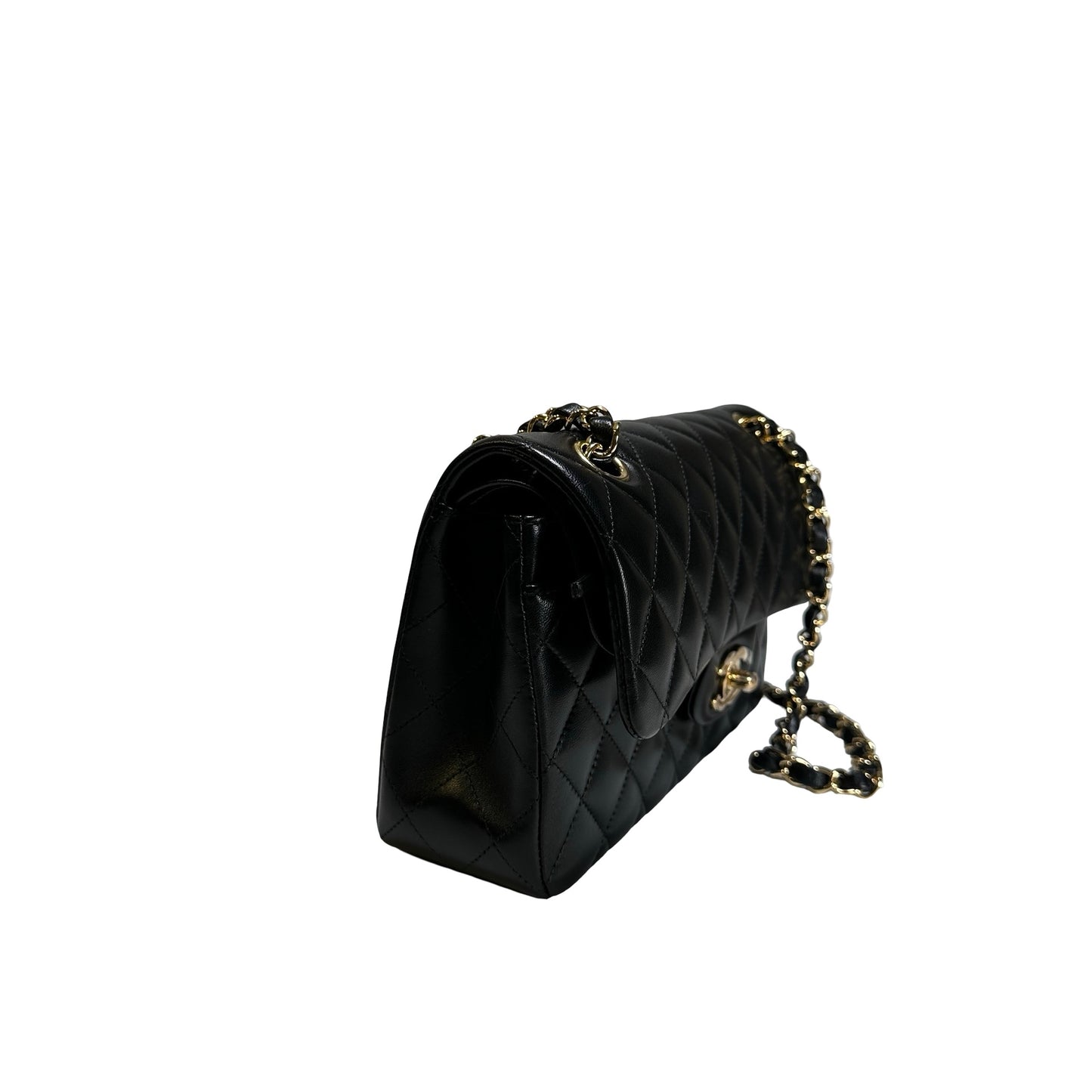 Brand New CHANEL Quilted Lambskin Classic Flap Chain Shoulder Bag Black GHW