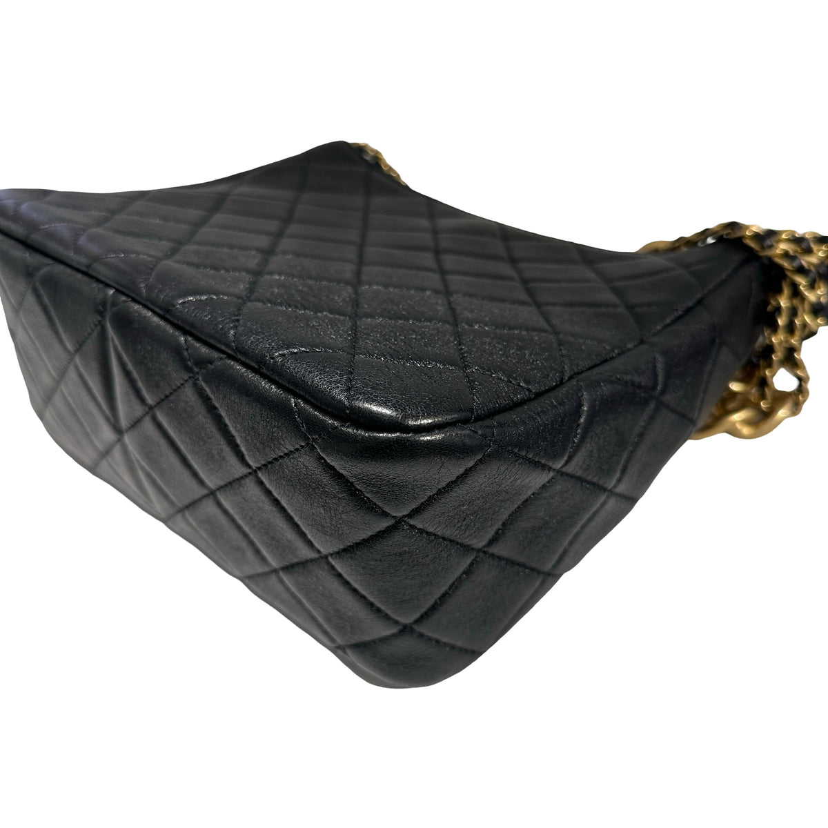 Used CHANEL Lambskin 22PHobo Bag Shoulder Bag Black Gold