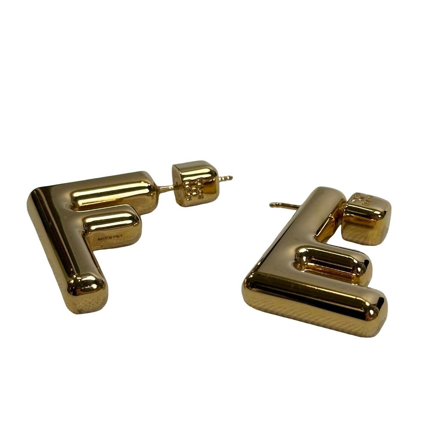 Used FENDI Fendi Earrings F Motif Gold Tone Earrings Gold