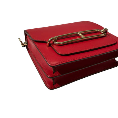 Used HERMÈS Allegro Calfskin MINI ROULIS Shoulder Bag 5X Rouge Piment GHW