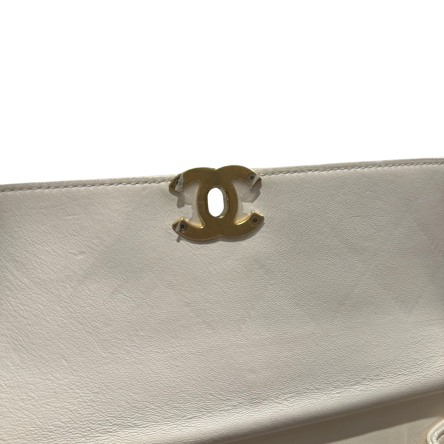 Used CHANEL Quilted Smooth Leather Small Coco Luxe Flap Bag Handbag White Gold