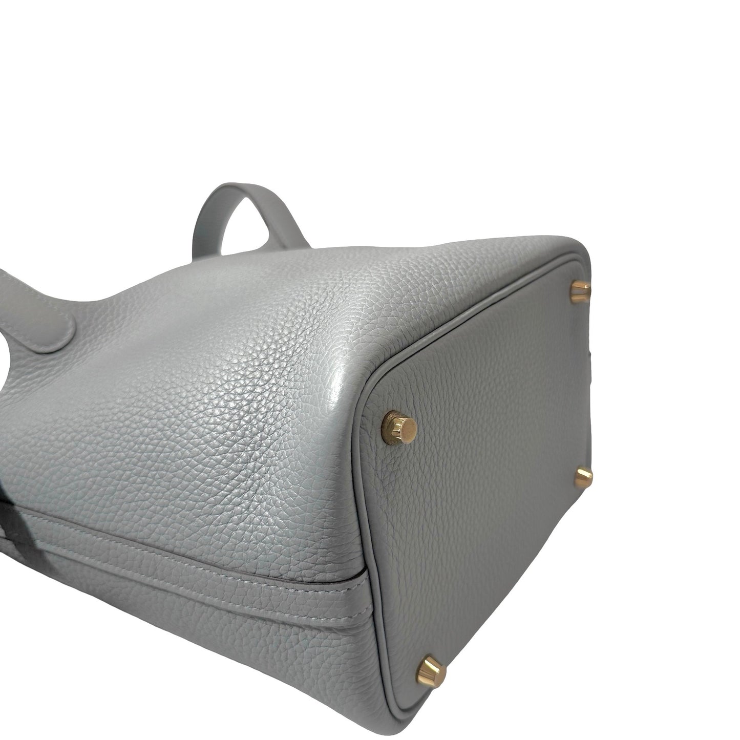 Used HERMÈS Clemence leather Picotin 18 Bucket Bag po gris pantin GHW
