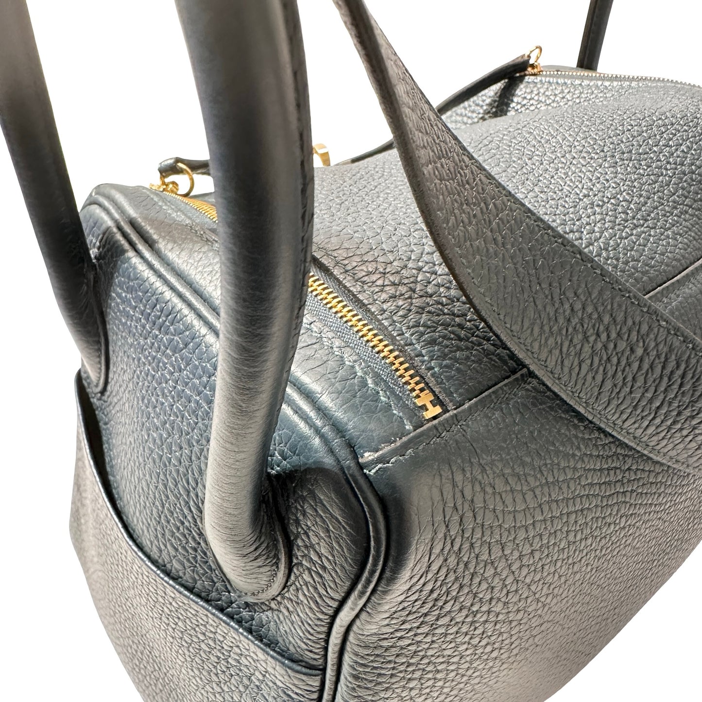 Used Hermès Caviar skin Lindy 26 Shoulder Bag Dark green GHW