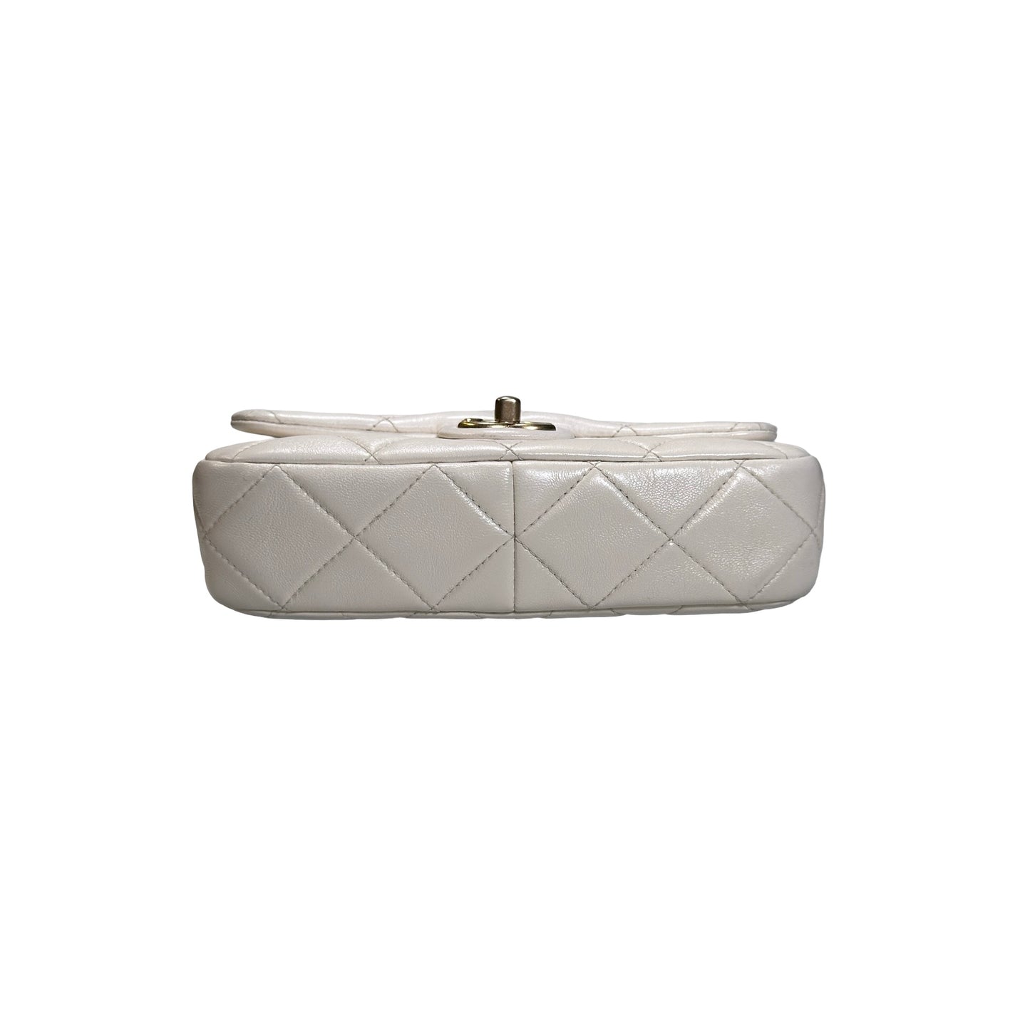 Used CHANEL Quilted Classic Flap Chain Shoulder Bag White