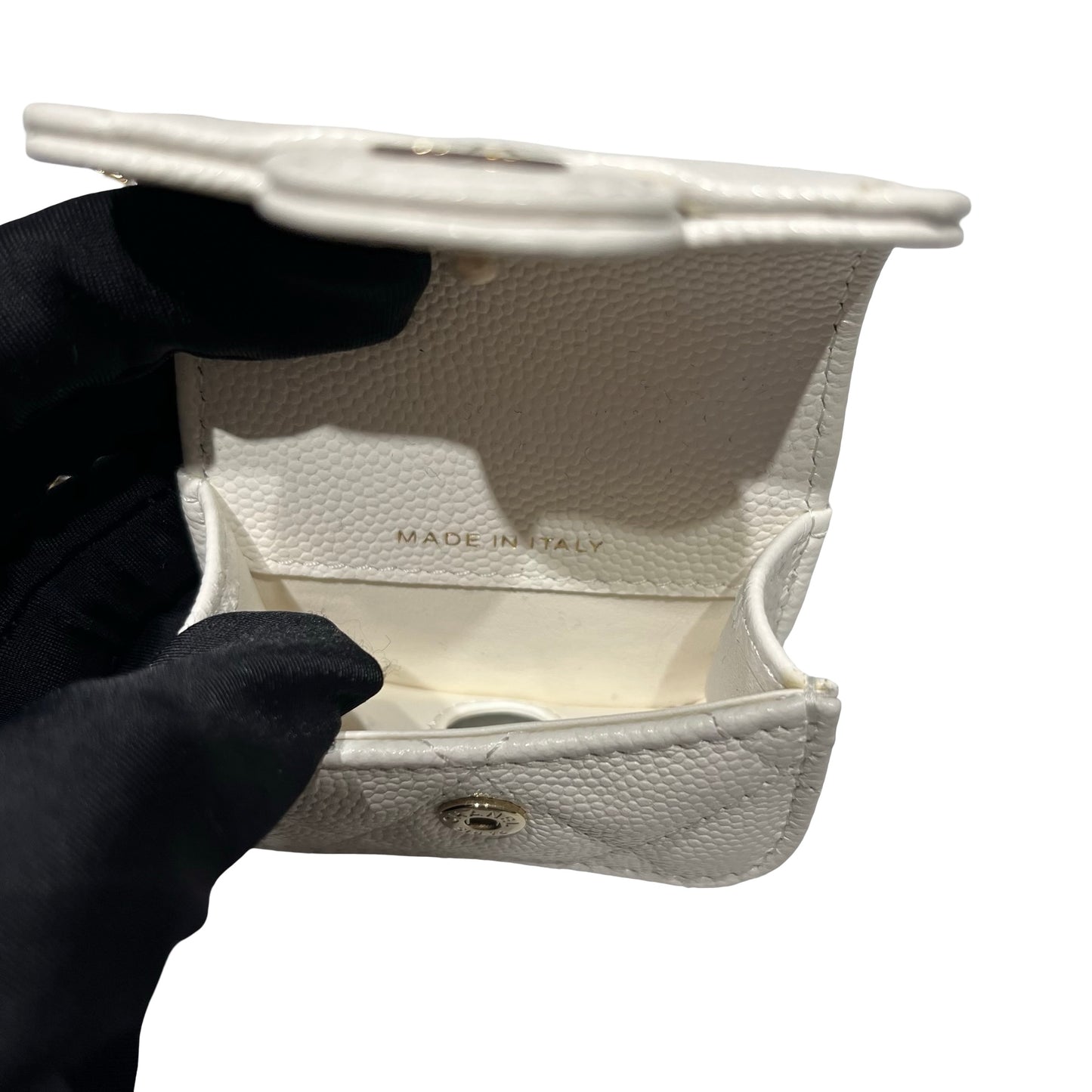 Used CHANEL MINI Chain Shoulder Bag White PHW