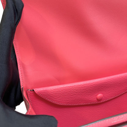 Used HERMES Chevre Verrou Clutch Handbag Pink PHW