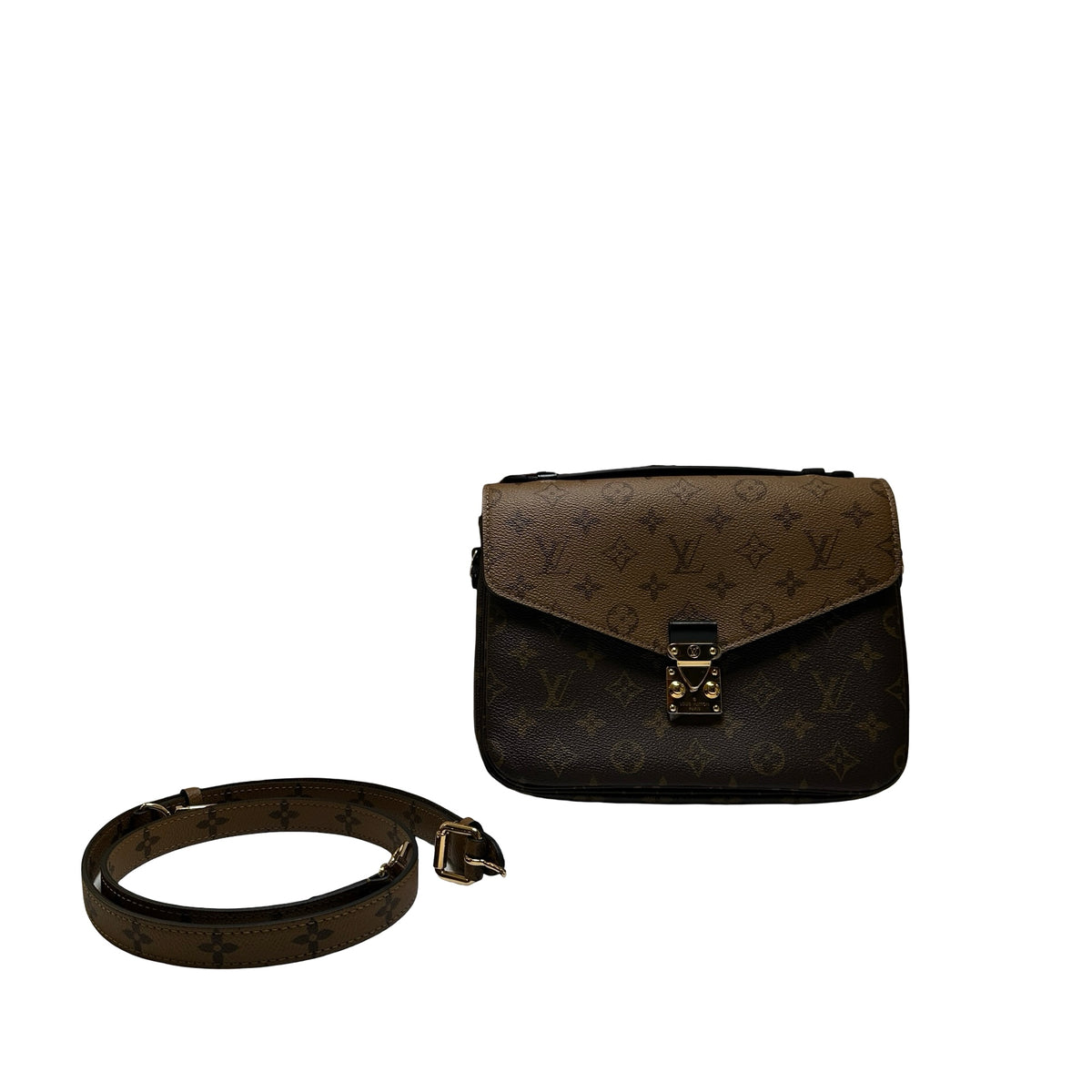 Used LOUIS VUITTON Monogram Monogram Reverse Pochette Metis Crossbody Bag Brown Light Brown