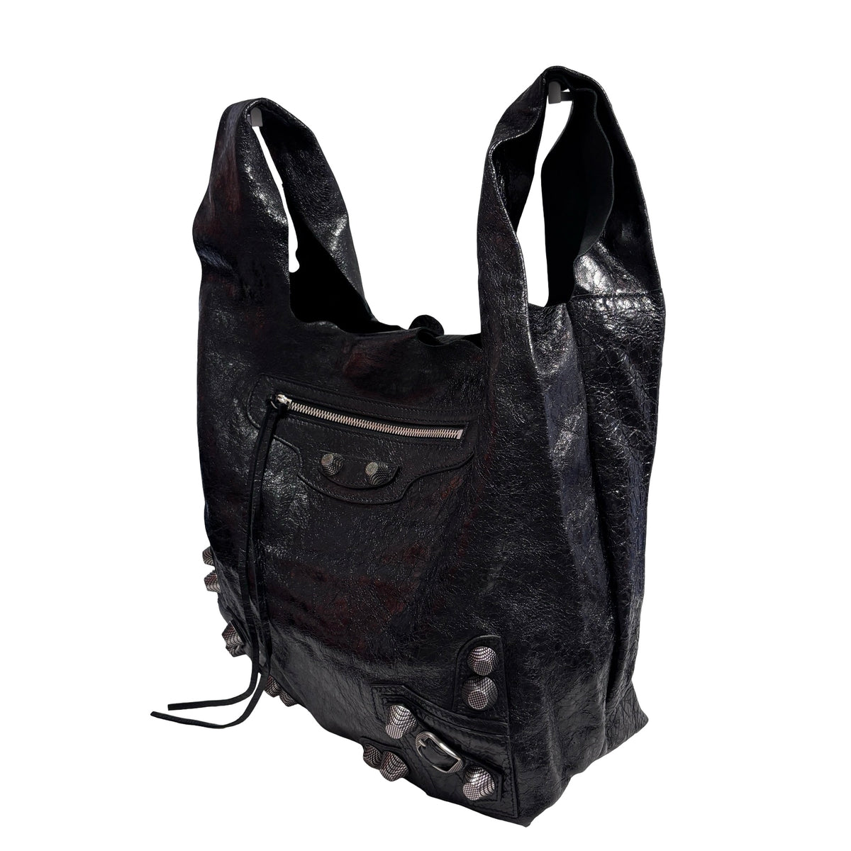 Used BALENCIAGA Leather City Tote Bag Shoulder Bag Black