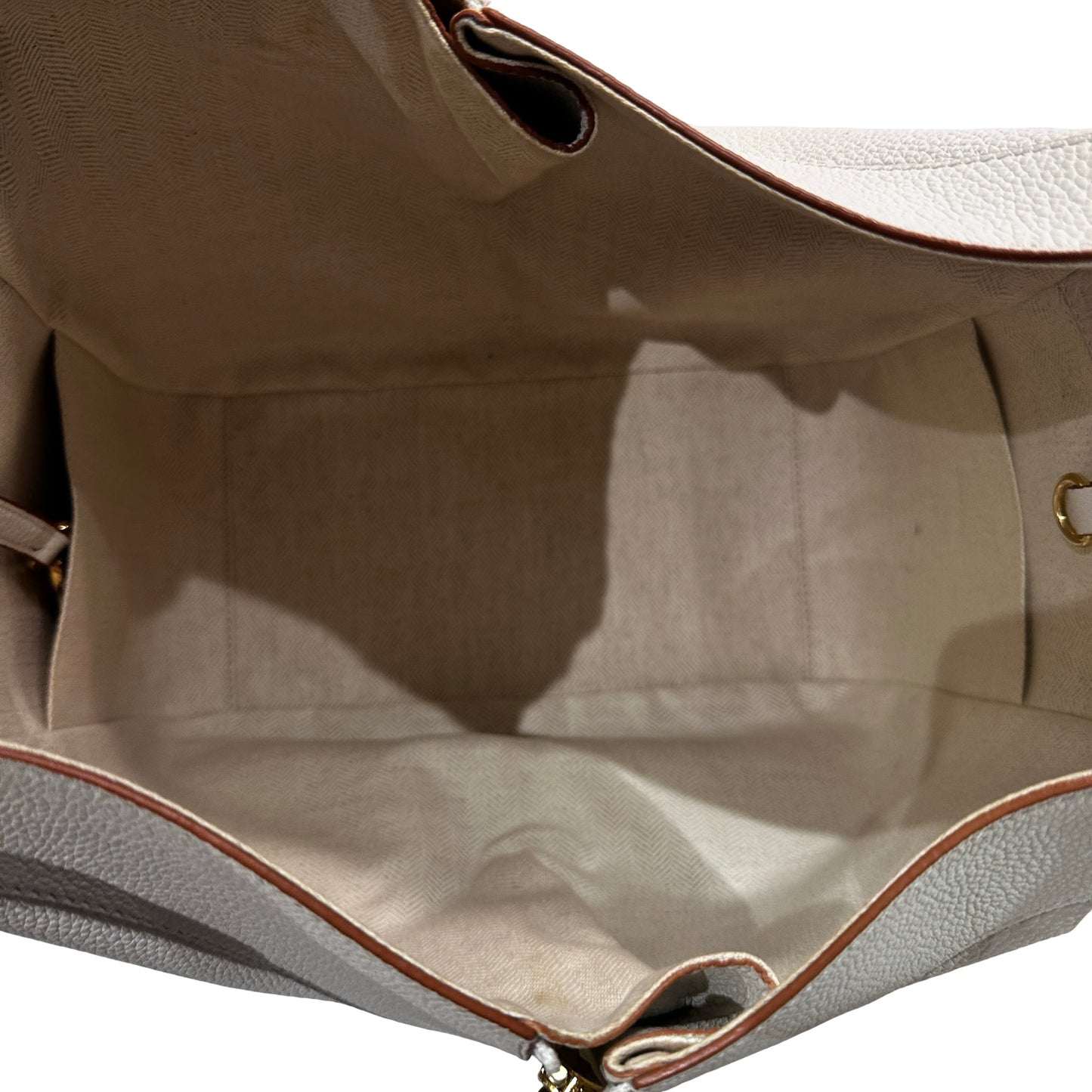 Used LOEWE Calfskin Leather Honnock Shoulder Bag Beige GHW