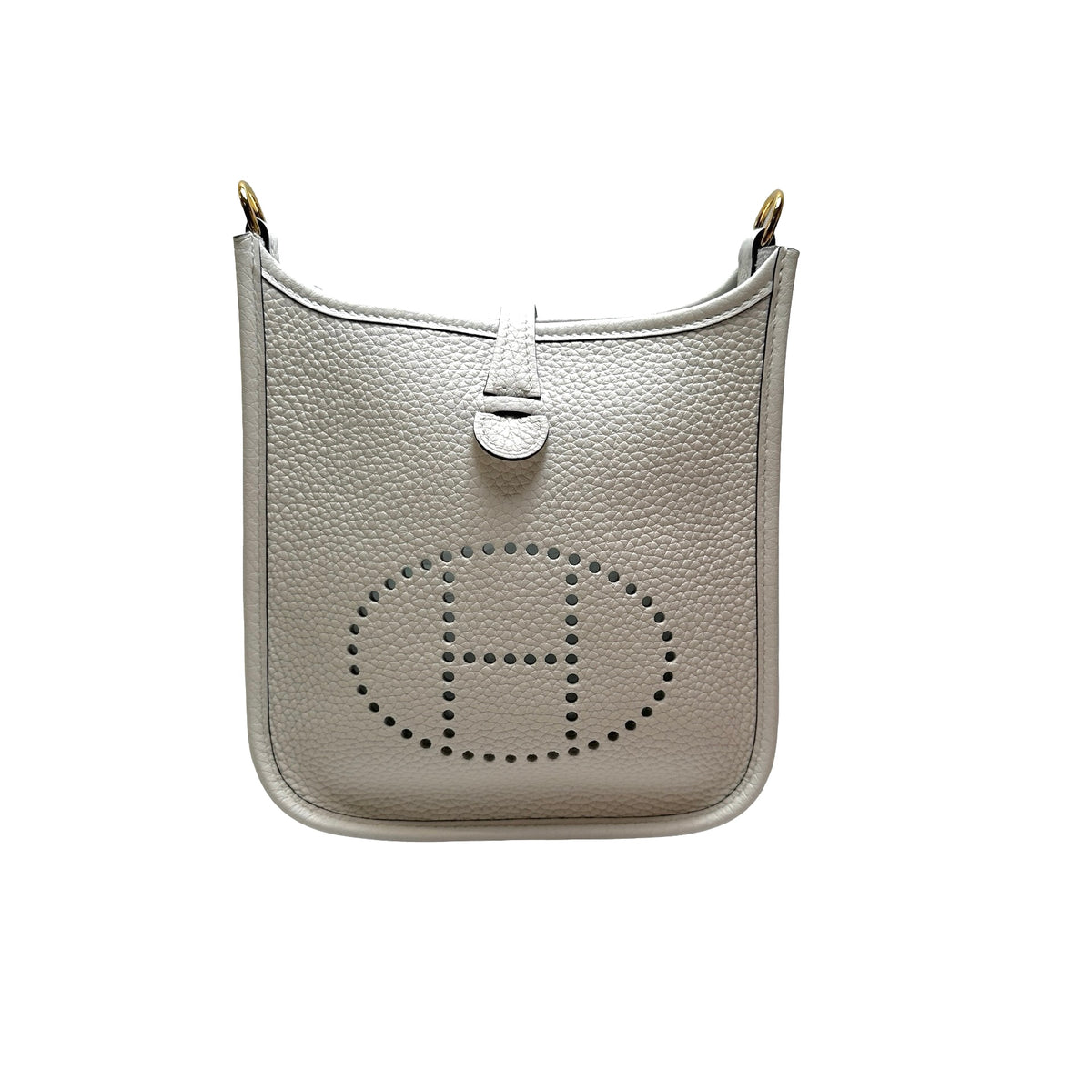 Used HERMES Clemence Evelyne Crossbody Bag White