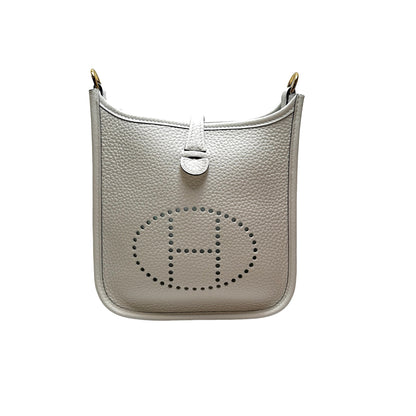 Used HERMES Clemence Evelyne Crossbody Bag White