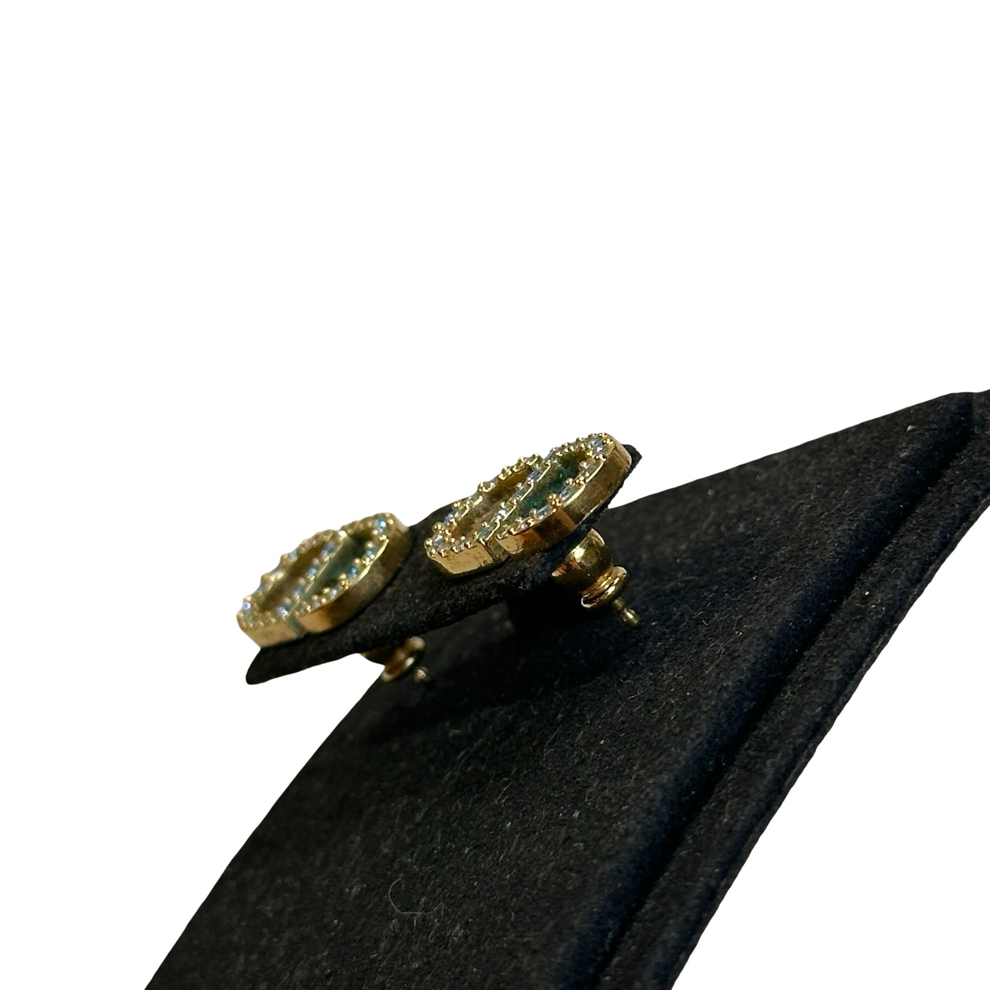 Used DIOR CD Earrings Gold，Blue