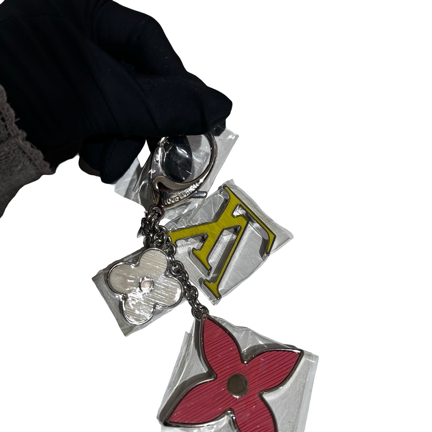 New LOUIS VUITTON Keyring Keyring Yellow Pink White PHW