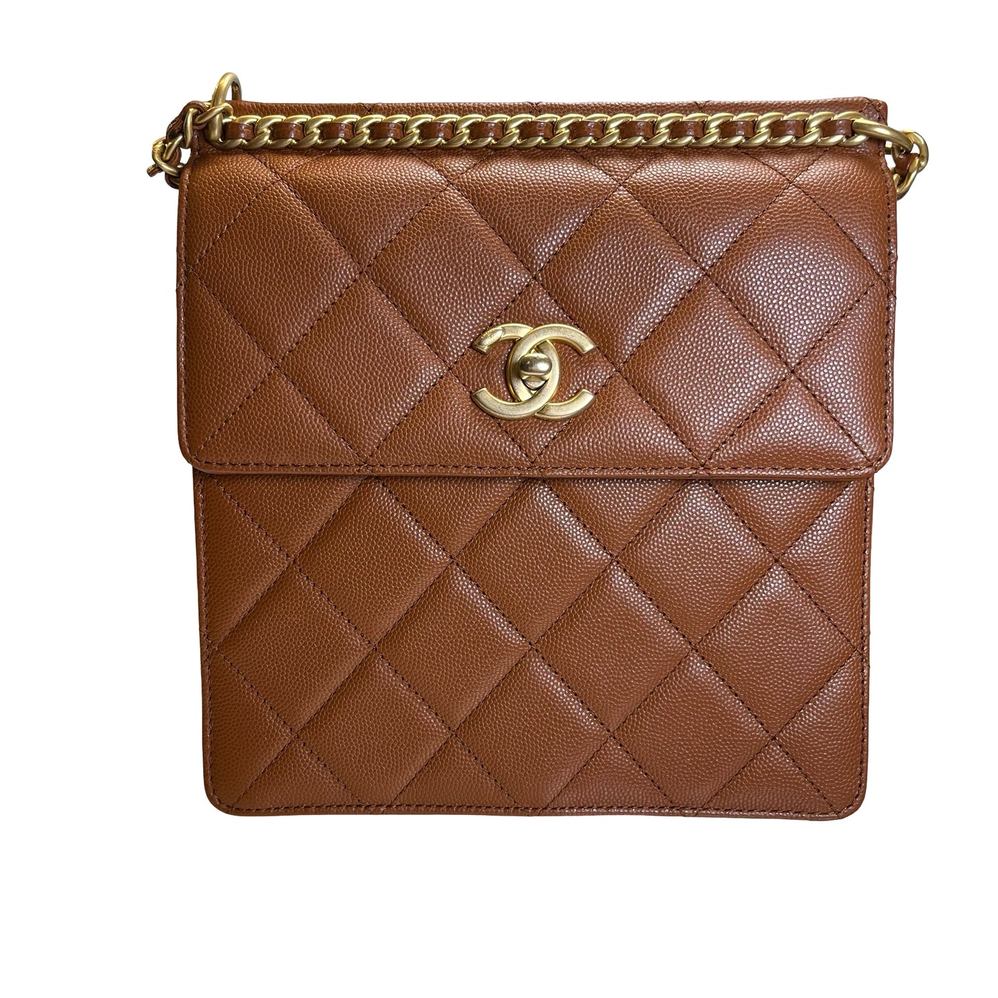 Used CHANEL Quilted Caviar 23A chain Backpack Shoulder Bag Brown