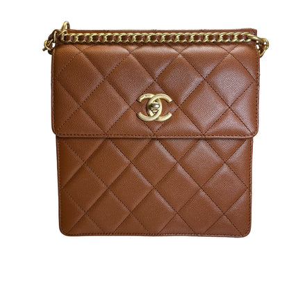 Used CHANEL Quilted Caviar 23A chain Backpack Shoulder Bag Brown