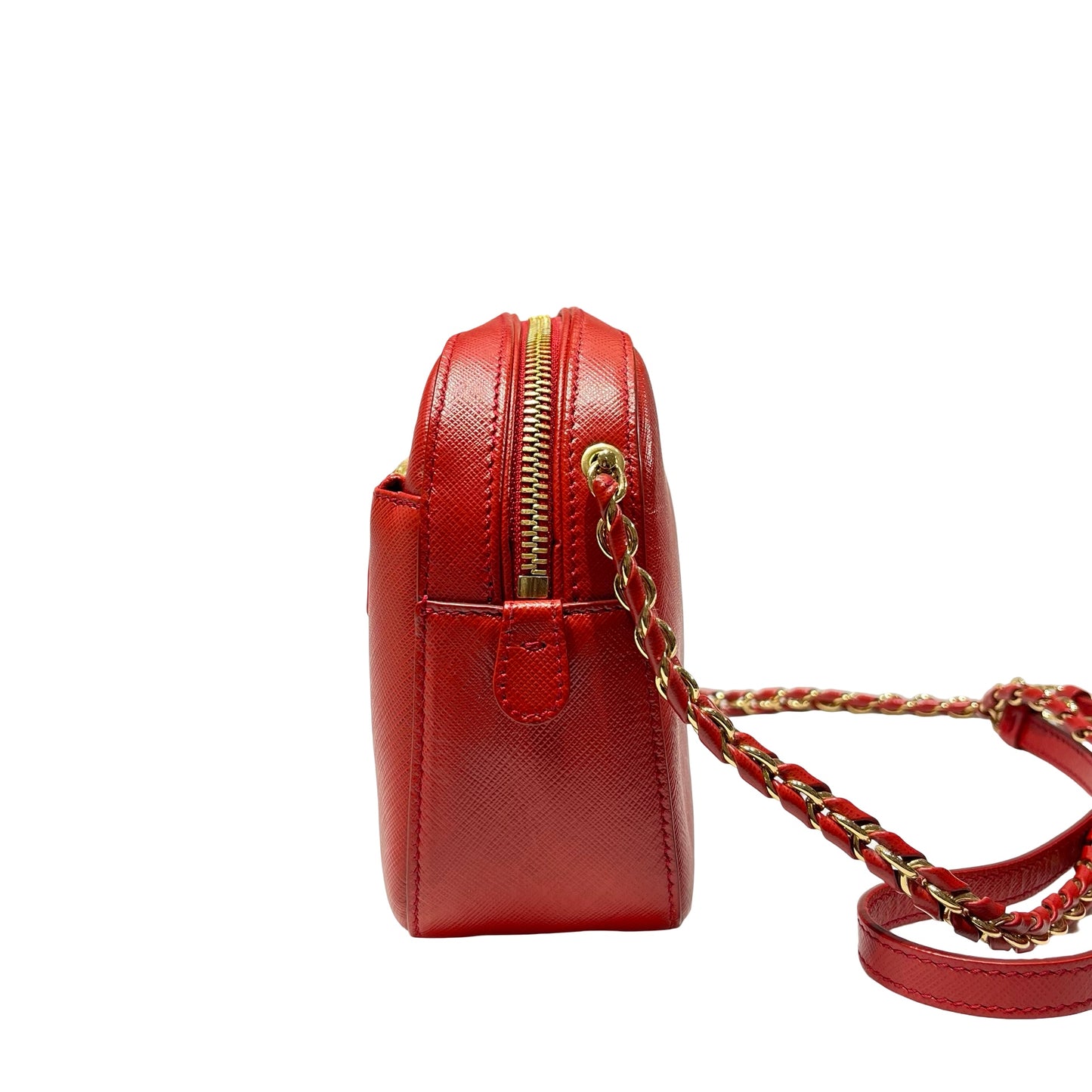 Used Ferragamo Saffiano leather Cross Body Bag Red GHW