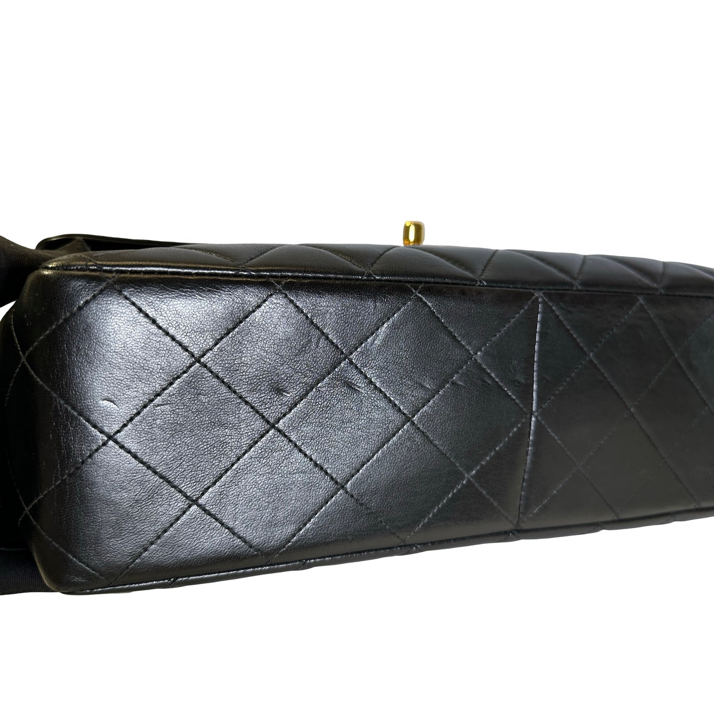 Used CHANEL Quilted Lambskin Vintage Classic Flap Chain Shoulder Bag Black Gold