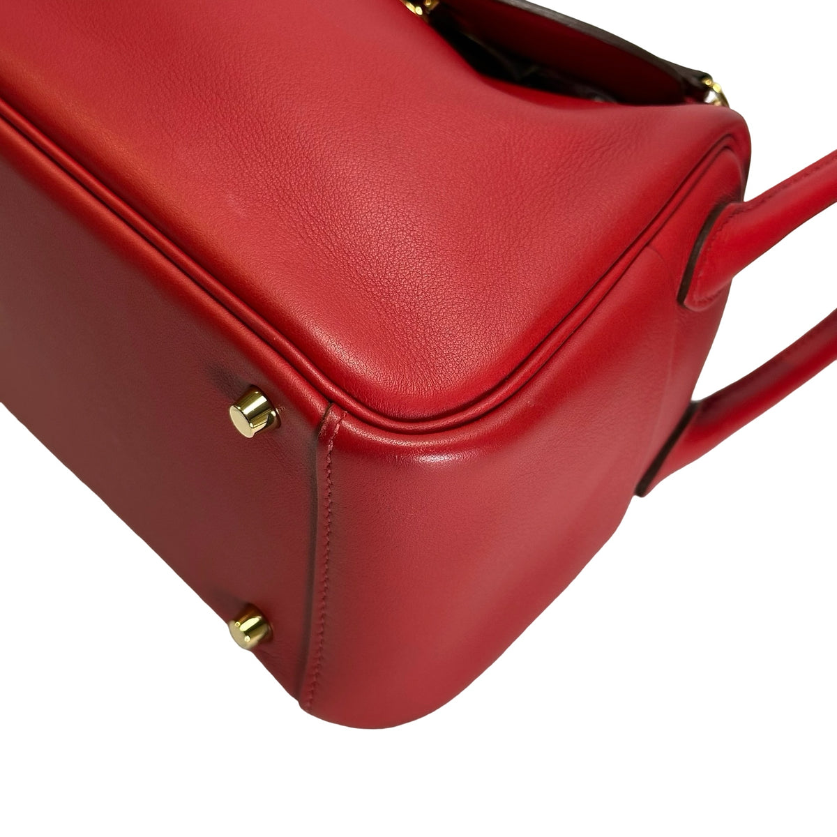 Used HERMES Swift Mini Lindy Handbag Red GHW