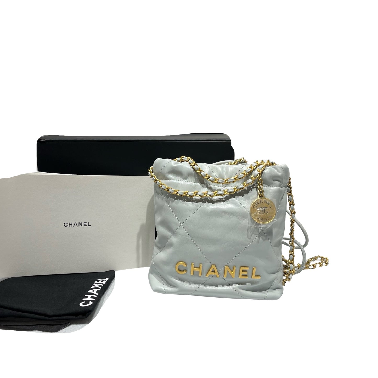 Used CHANEL 22 mini Cross Body Bag Grey GHW