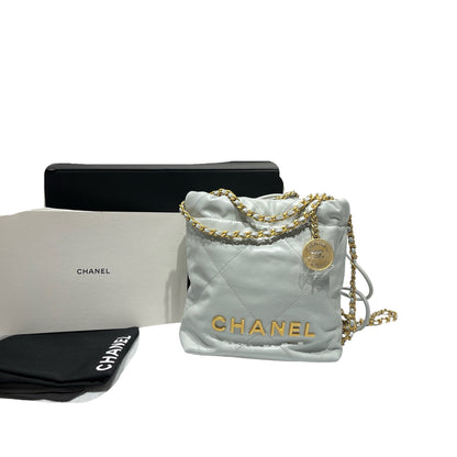 Used CHANEL 22 mini Cross Body Bag Grey GHW