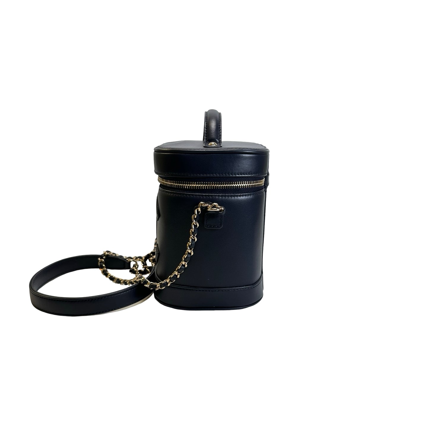 Used CHANEL Lambskin Vanity case Vanity case Navy GHW