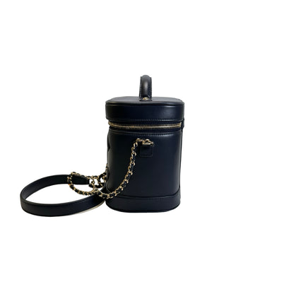 Used CHANEL Lambskin Vanity case Vanity case Navy GHW