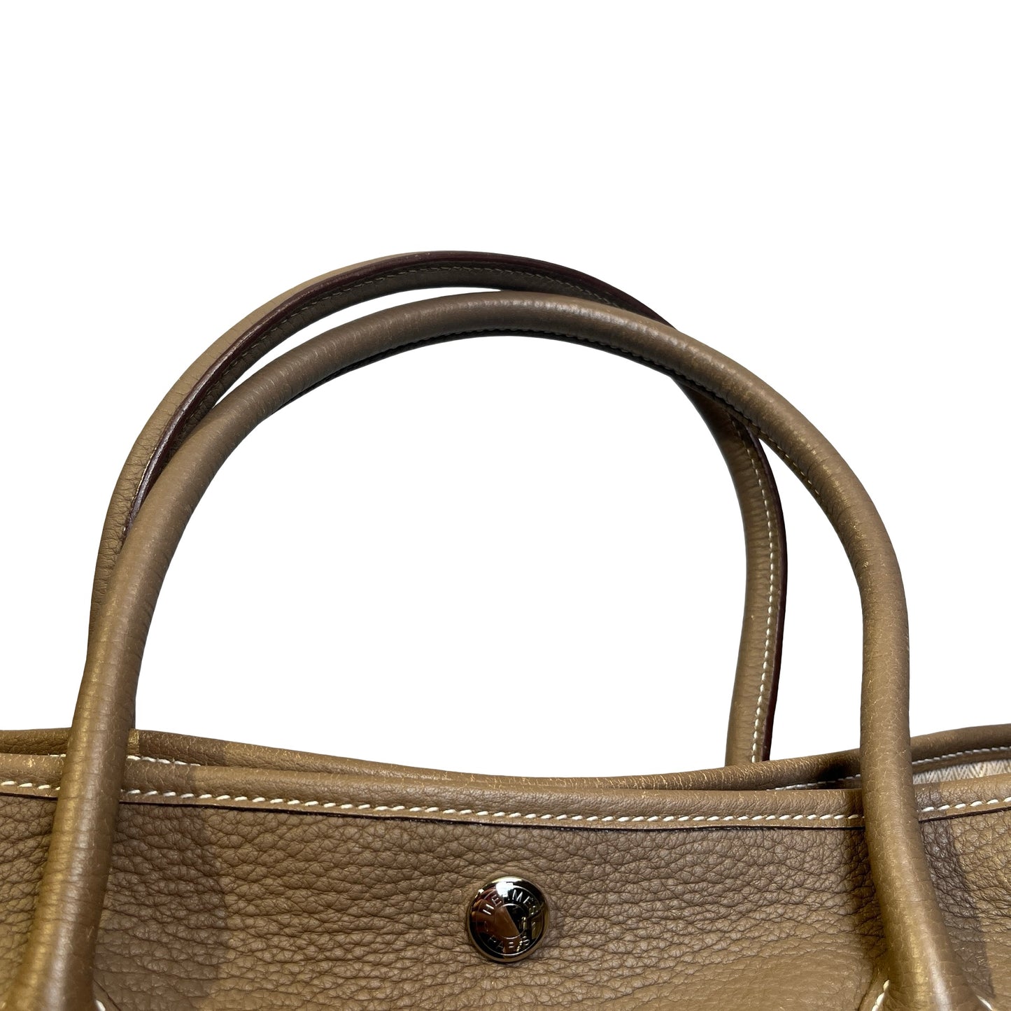 Used HERMES Leather Garden Party Tote Bag Brown