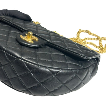 New CHANEL Lambskin Leather New CHANEL Lambskin Leather Hobo with Camellia Chain Shoulder Chain Shoulder Bag Black GHW